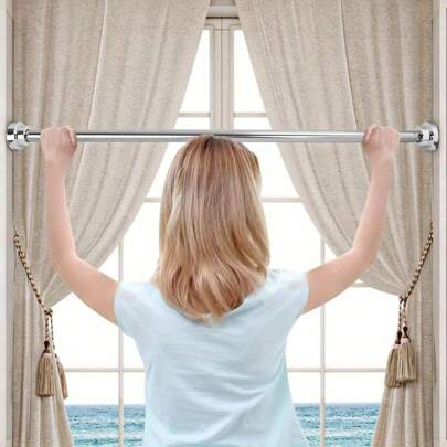 Shower Curtain Tension Rod Extendable Stainless Steel Shower Pole 105-160 Cm Telescopic Net Voile Shower Curtains Rail With No Drilling Rod Adjustable Hanging Rail For Bathroom Wardrobe Window