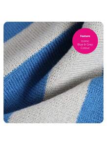 Blue And Grey Striped Wizard Scarf – Cozy Knit Design, Perfect For Cosplay, Costume Accessories, Themed Events, And Everyday Wear - grey/blue - View 3