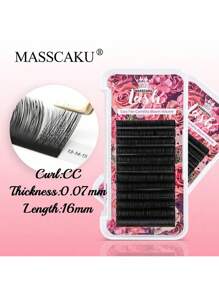12 Rows MASSCAKU CC Curl 0.05mm 0.07mm 8-20mm&Mix Length Camellia Blooming Eyelashes Extensions Matte Black Professional One Second Automatic Flowering Single Lashes Supplies For Beauty Makeup Uselash Clusters,Eyelash Clusters,Individual Eyelashes,Lashes,Fake Lashes