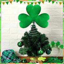 Sombrero de copa para el Día de Irlanda, trébol de peluche, adorno para la copa del árbol, decoración para fiestas, adornos de trébol con purpurina - Verde claro - Ver 5