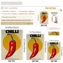 1 Stück, Leinwandbild zum Aufhängen, gerahmt, Leinwandkunstdruck mit Chilischoten, modernes dekoratives Kunstposter, modischer Vintage-Wandbehang für Zuhause, Büro, Bad, Wohnzimmer, Schlafzimmer, Esszimmer - Innen- und Außenkunstwerk