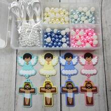 Kit para montagem de 4 terço católico Infantil Candy Color várias cores + caixa rosário terços emborrachado