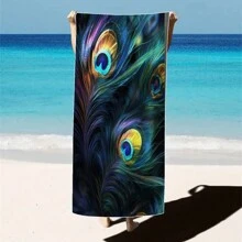 1 件超大孔雀羽毛印花超细纤维沙滩巾 - 快干、不粘、超柔软、亲肤、便携，适合趣味旅行、瑜伽、野餐和泳池派对母亲节鲜花、给妈妈的个性化礼物、最后一分钟的礼物、母亲节创意、母亲节礼物、给妈妈的手工卡片、50 美元以下最佳母亲节礼物夏季、节日 - 彩色 - 查看 25