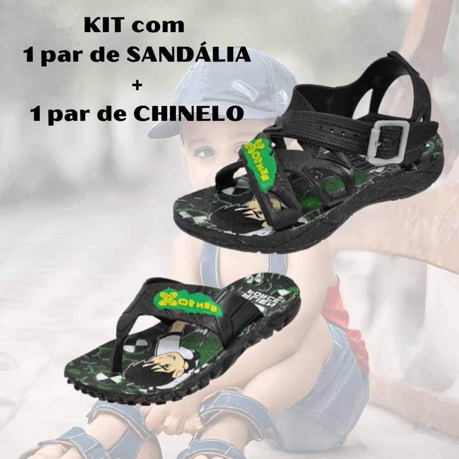 KIT vem 2 pares = 1 SANDÁLIA PAPETE + 1 CHINELO de Dedo PERSONAGENS ben 10