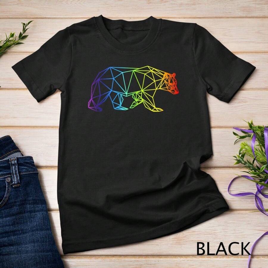 Geometric Bear LGBT Rainbow Flag Gay Tee Unisex T-Shirt