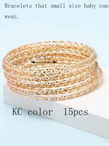 15pcs/Set Girls' Fashion Versatile Ribbed Floral Bangle Bracelets - Multicolor - View 9