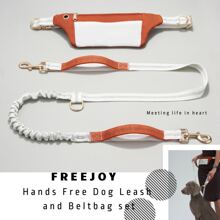 WOONONO Hands Free Dog Leashes With Zipper Pouch, Nylon Sport Waist Belt Leash,Retractable Bungee Waist Belt Leash With Soft Padded Dual Handles For Jogging Walking Training