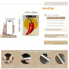 1 Stück, Leinwandbild zum Aufhängen, gerahmt, Leinwandkunstdruck mit Chilischoten, modernes dekoratives Kunstposter, modischer Vintage-Wandbehang für Zuhause, Büro, Bad, Wohnzimmer, Schlafzimmer, Esszimmer - Innen- und Außenkunstwerk