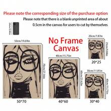 1pc Art Deco Abstract Woman With Glasses Canvas Art Print, Modern Black And White Pine Wall Hanging Decor For Home Office, Bedroom, Classroom, Canvas Wall Art,Posters For Room,Home Decor,Room Decor Aesthetic,Room Decoration Stuff.Optional Frame, Room Decor - Multicolor - View 7
