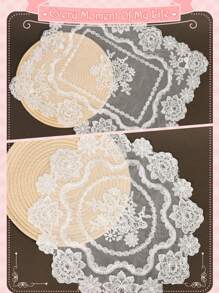 1pc Lace Embroidered Table Placemat, Decor Pad For Furniture, Photography Prop - Multicolor - View 1
