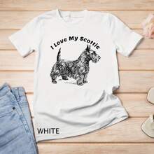 I Love My Scottie Dog Scottish Terrier Graphic T-Shirt - 白色 - 查看 1