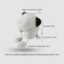 Women Warm Faux Fur Hat Solid Color/Contrast Color Soft Winter Hat For Outdoor Activity - Black and White Color Matching - View 3