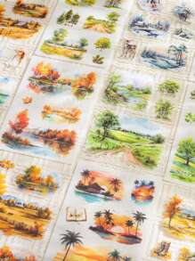 20 件乡村风景贴纸书，季节系列，剪贴簿装饰贴纸套装，学校用品，返校