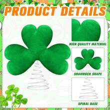 Sombrero de copa para el Día de Irlanda, trébol de peluche, adorno para la copa del árbol, decoración para fiestas, adornos de trébol con purpurina - Verde claro - Ver 4