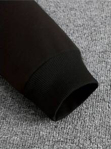 1pc Sudadera con Capucha Casual de Felpa Francesa para Hombre con Estampado de Calavera, Sudadera Holgada con Letras y Detalle de Bolsillo, Tela No Elástica, Sudadera con Capucha para Otoño e Invierno - Negro - Ver 4