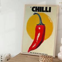 1 Stück, Leinwandbild zum Aufhängen, gerahmt, Leinwandkunstdruck mit Chilischoten, modernes dekoratives Kunstposter, modischer Vintage-Wandbehang für Zuhause, Büro, Bad, Wohnzimmer, Schlafzimmer, Esszimmer - Innen- und Außenkunstwerk