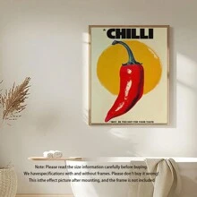 1 Stück, Leinwandbild zum Aufhängen, gerahmt, Leinwandkunstdruck mit Chilischoten, modernes dekoratives Kunstposter, modischer Vintage-Wandbehang für Zuhause, Büro, Bad, Wohnzimmer, Schlafzimmer, Esszimmer - Innen- und Außenkunstwerk