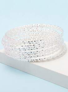 15pcs/Set Girls' Fashion Versatile Ribbed Floral Bangle Bracelets - Multicolor - View 5