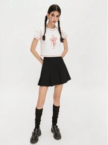 MOUSSY T-shirt court à manches courtes SLY avec motif floral créatif, doux et épicé 038GSZ90-5950