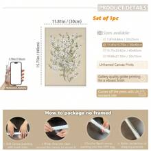 1 幅，帆布挂画，带框，复古植物装饰艺术经典现代花卉壁画，海报，室内室外纯色图案，适用于客厅、卧室、教室、厨房、浴室 - 春季和秋季装饰 - 彩色 - 查看 14