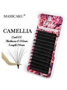 12 Rows MASSCAKU CC Curl 0.05mm 0.07mm 8-20mm&Mix Length Camellia Blooming Eyelashes Extensions Matte Black Professional One Second Automatic Flowering Single Lashes Supplies For Beauty Makeup Uselash Clusters,Eyelash Clusters,Individual Eyelashes,Lashes,Fake Lashes