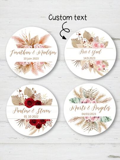 Pampas Grass Customized Stickers, Personalized Wedding Labels, Baptism, Birthday, Sealing Stickers, Party Decorations, Multi-Functional, Ornamental, Anti-Mold, Adhesive, Adorable, High-Quality, Cute, Vintage, Custom, Personalized, Unique, Ideal Gifts For Him, Ideal Gifts For Her, Her, Girlfriend, Family, Friends, Son, School Students, Workers, Dining Room, Bathroom, Living Room, Bedroom, Office, Tea Room, School, Home, For Anniversaries, For Birthdays, For Weddings, For Graduation, For Housewarming,Back To School Fashion