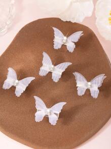 5pcs/20pcs Kids Colorful Cute Butterfly Hair Clips, Premium Rhinestone Mesh Hair Accessories, Suitable For Girls Daily Use