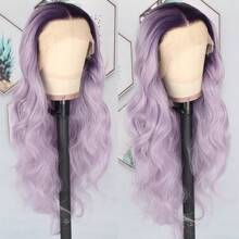 13X4 Free Part Ombre Pink Body Wave Synthetic Lace Front Wigs For Women 28 Inch Long Wavy Hair Wigs Glueless Soft Pink Ombre Colored Wigs Heat Resistant Christmas Wig Natural Long Wave Lace Front Wigs For Daily Party Cosplay Use - 漸層紫 - 查看 3