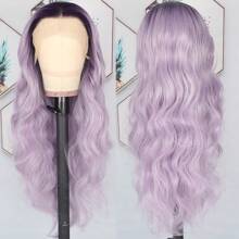13X4 Free Part Ombre Pink Body Wave Synthetic Lace Front Wigs For Women 28 Inch Long Wavy Hair Wigs Glueless Soft Pink Ombre Colored Wigs Heat Resistant Christmas Wig Natural Long Wave Lace Front Wigs For Daily Party Cosplay Use - 漸層紫 - 查看 4