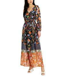 INC International Concepts Womens Printed Chiffon Maxi Dress - Blue - View 2