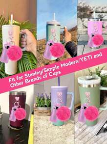 4 件/套-2025 四合一水瓶配件套装 - 蝴蝶结和绒球钥匙扣、带心形挂钩的唇膏架、用于定制玻璃杯的可拆卸美学饰品套装（波西米亚风/卡哇伊时尚风格） - 水杯配件吊坠套装 - 兼容 配件 - 钥匙扣 - 唇膏袋 - 毛绒扣 - 四件套爱心贴纸 - 杯子配件套装 - 适合情人节/圣诞节/母亲节/生日作为礼物 - 彩色 - 查看 3