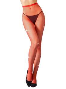 Women Sparkly Tights, Amazing Glitter Rhinestone Fishnets Stockings, Erotic Party Concert Outfits - Red - View 2