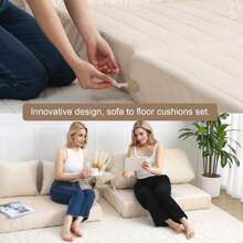 COMAX - Sofá cama plegable, plegable, plegable, plegable, plegable, para adultos, futón individual, sofá de piso pequeño para espacios, sala de estar, habitación de invitados, color beige - Beis - Ver 4