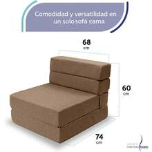 Memory Foam Sofa Cama Cozy Plegable Home (Rosa, Matrimonial) - Café claro - Ver 3