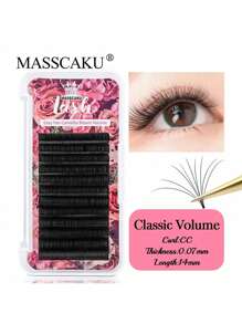 12 Rows MASSCAKU CC Curl 0.05mm 0.07mm 8-20mm&Mix Length Camellia Blooming Eyelashes Extensions Matte Black Professional One Second Automatic Flowering Single Lashes Supplies For Beauty Makeup Uselash Clusters,Eyelash Clusters,Individual Eyelashes,Lashes,Fake Lashes