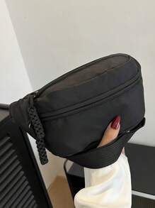 Bolsa de Peito Feminina Casual Esportiva Simples de Cor Sólida em Náilon para Viagem