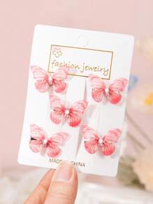 5pcs/20pcs Kids Colorful Cute Butterfly Hair Clips, Premium Rhinestone Mesh Hair Accessories, Suitable For Girls Daily Use