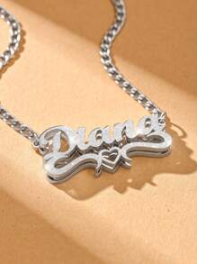 1pc 18k Gold Stainless Steel Necklace Accessory, Name Necklace, Double Plated Name Necklace, Custom 3D Name Plate Necklace, Gold Nameplate Necklace, Heart Hollow Necklace With Exquisite Gift Box, Gift For Her