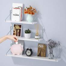 1pc Wall Shelf Rack, Floating No-Drill Wall-Mounted Storage Shelves For Kitchen, Living Room, Bedroom - Multicolor - View 5
