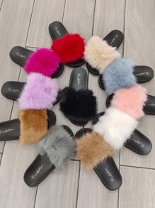 Mules/chaussons en peluche Stellameli, convenant aussi bien pour la maison que pour l'extérieur, en hiver comme en été - Blanc - Voir 3