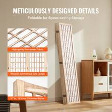 Room Dividers, 3-6 Panel Japanese Room Dividers, Indoor Wooden Folding Privacy Screens, Japanese Style Partition Portable Decorative Screens For Room Dividers Home Office Dining Room And Bedroom - 6 tấm, hoa văn kim cương - Xem 5