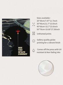 1 件无框帆布海报，再见太空牛仔，适用于客厅卧室酒吧壁挂、装饰、装饰品 - 紅色 - 查看 6