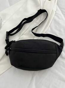 Bolsa de Peito Feminina Casual Esportiva Simples de Cor Sólida em Náilon para Viagem