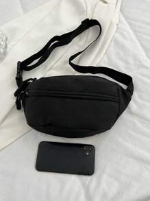 Bolsa de Peito Feminina Casual Esportiva Simples de Cor Sólida em Náilon para Viagem