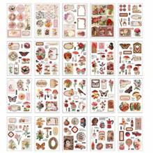 Vintage florale Schmetterling Natur Poesie Briefmarke Dekorative Aufkleber für Scrapbooking, Trash Journal, DIY Handwerk, Album, Handy-Hülle, Notizbuch, Kalender, Notizblock, Schulmaterial, Rückkehr zur Schule