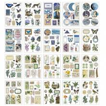 Vintage florale Schmetterling Natur Poesie Briefmarke Dekorative Aufkleber für Scrapbooking, Trash Journal, DIY Handwerk, Album, Handy-Hülle, Notizbuch, Kalender, Notizblock, Schulmaterial, Rückkehr zur Schule