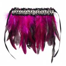 Feather Wrist Cuffs Feather Bracelets Wristband For Women Halloween Costume Cosplay - Rose Red - View 2