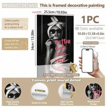 1pc Framed Canvas Wall Art, Gallery Quality, Vintage Style "Better Late Than Never" Fashionable Female Canvas Art Print - Ideal For Living Room, Bedroom, Office Decor, Modern Wall Poster Gift, Birthday, Graduation - Multicolor - View 5