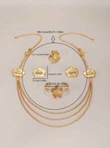 复古风格五瓣戒指、项链、手链、耳环、奢华百搭复古女士开斋节配饰