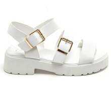 Sandali grossi à double sposa con boucle dorée et semelle crantée